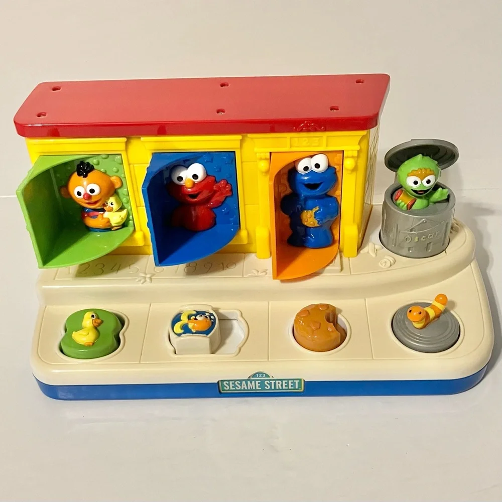 VTG Sesame Street Workshop Pop Up Poppin' Pals Musical Singing Toy Mattel *WORKS